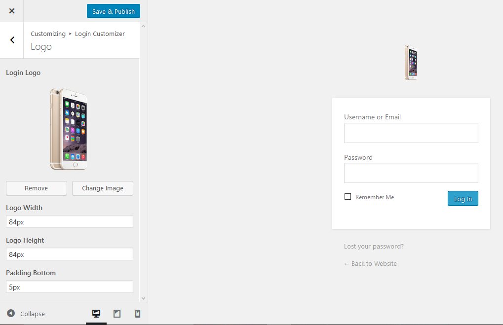 change wordpress login page logo