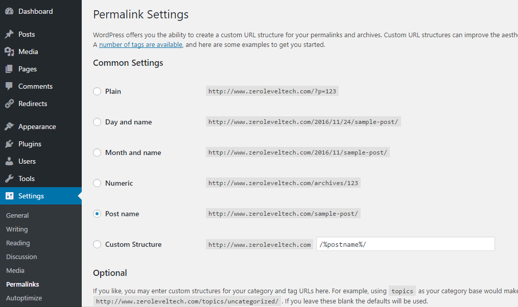 wordpress permalink